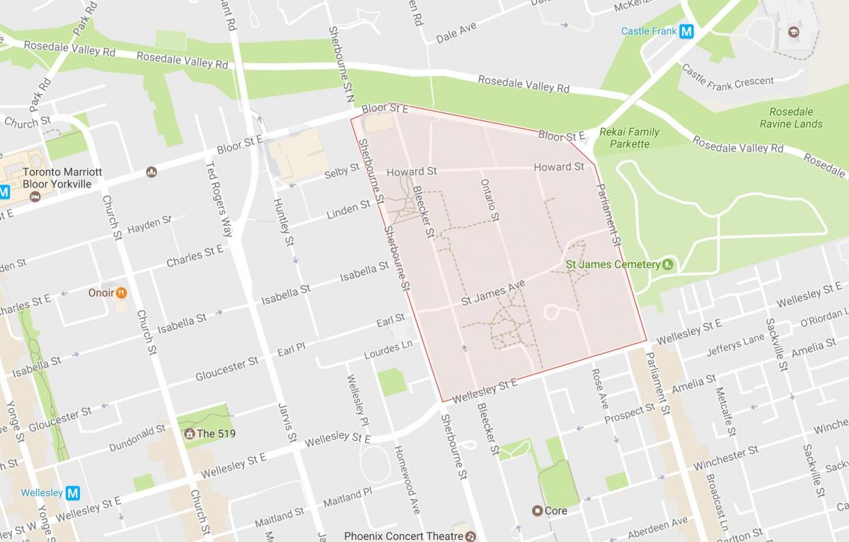 Mapa de Santiago barrio de la Ciudad de Toronto