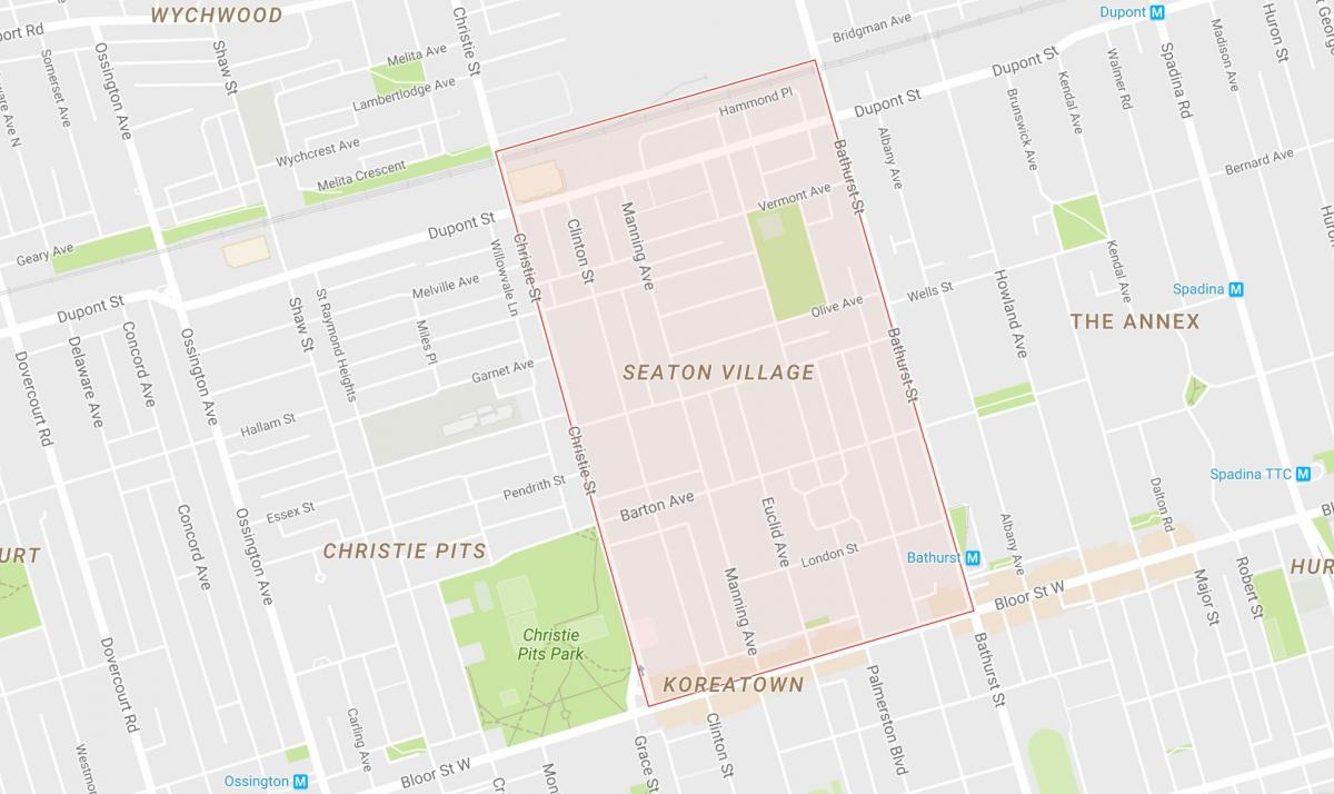 Mapa de Seaton Village barrio de Toronto