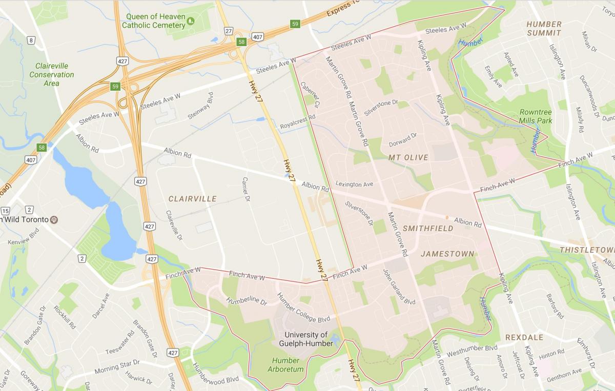 Mapa de Smithfield barrio barrio de Toronto