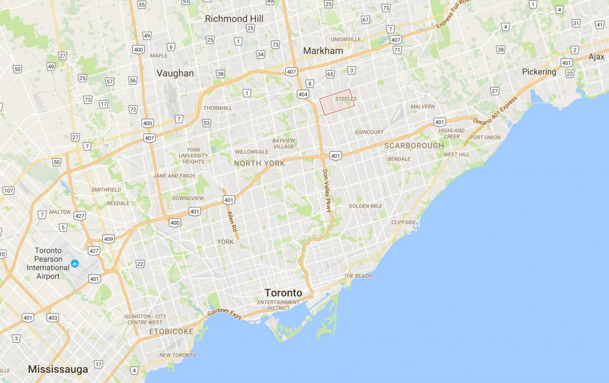Mapa de Steeles distrito de Toronto