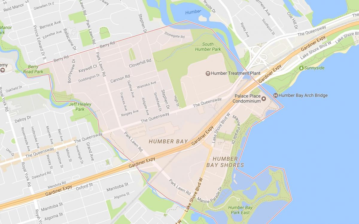 Mapa de Stonegate-Queensway barrio barrio de Toronto
