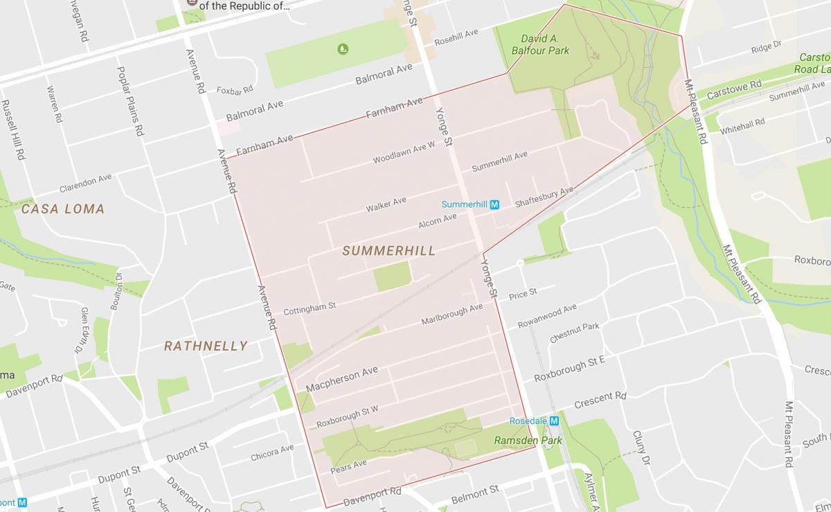 Mapa de Summerhill barrio de Toronto
