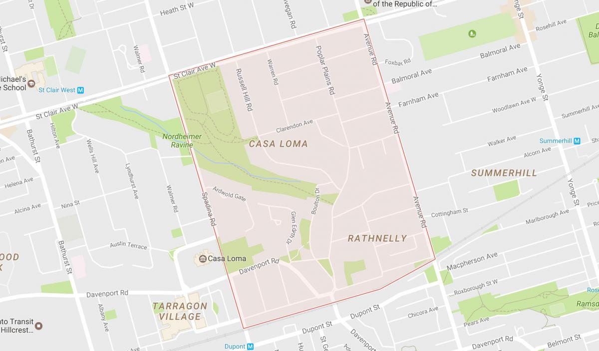 Mapa del Sur de la Colina del barrio de Toronto