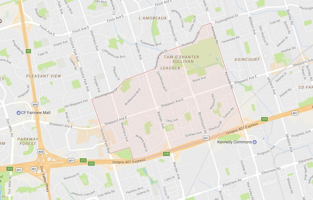 Mapa de Tam O'Shanter – Sullivan barrio de Toronto