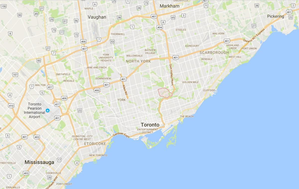 Mapa de Thorncliffe Parque del distrito de Toronto
