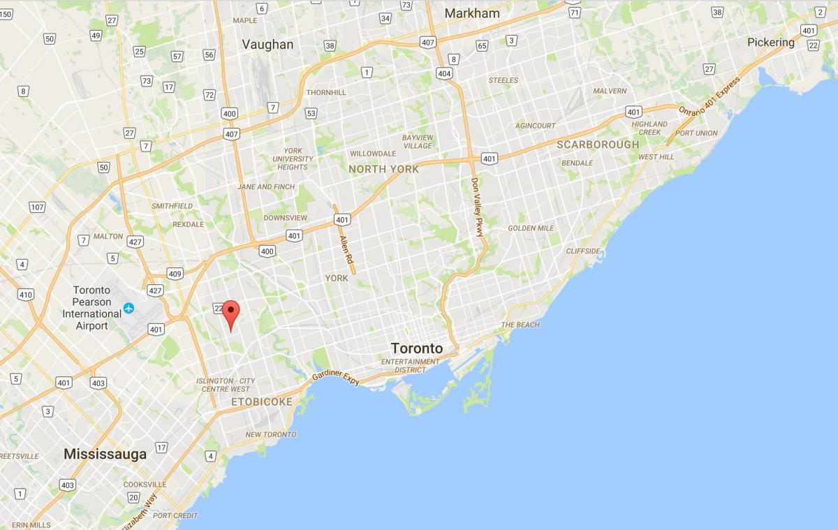 Mapa de Thorncrest Aldea del distrito de Toronto