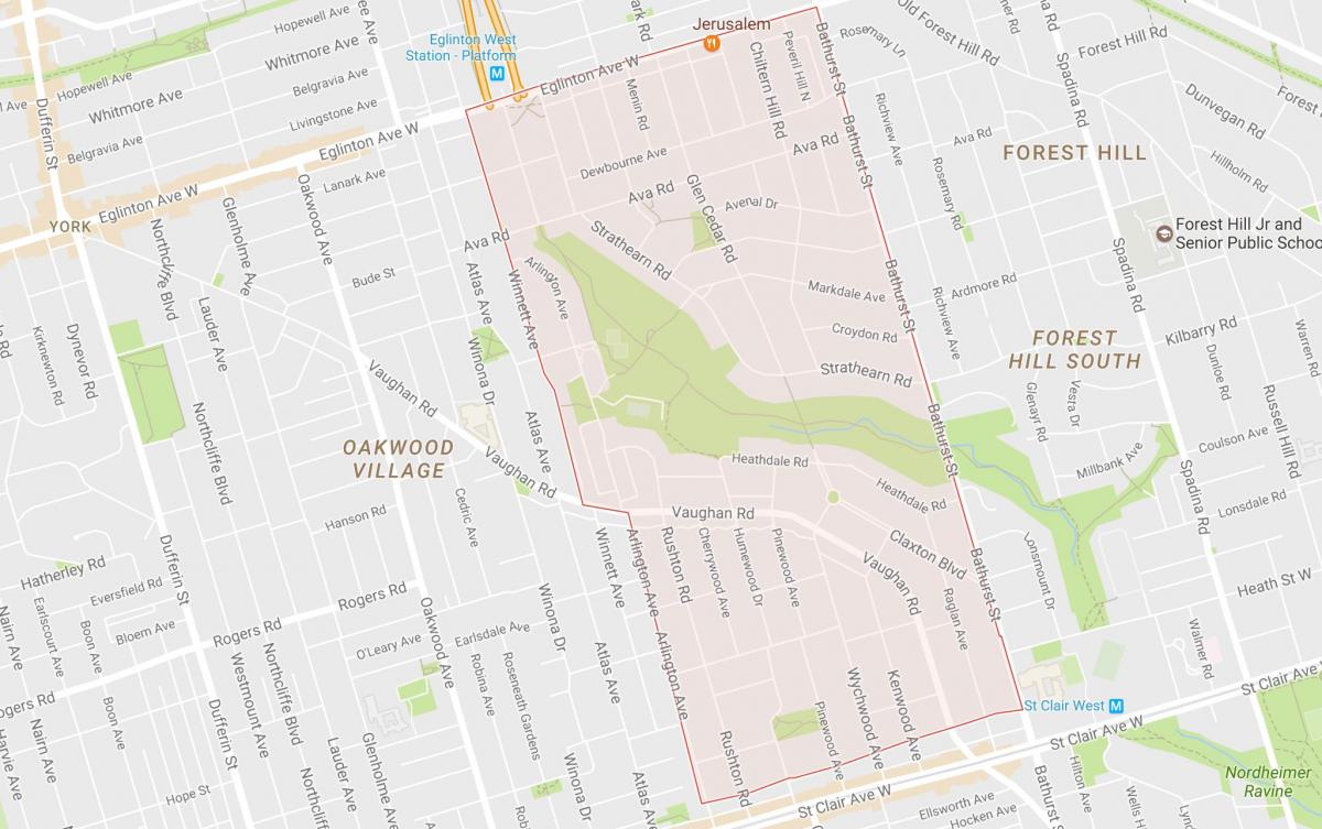 Mapa de Tichester barrio de Toronto