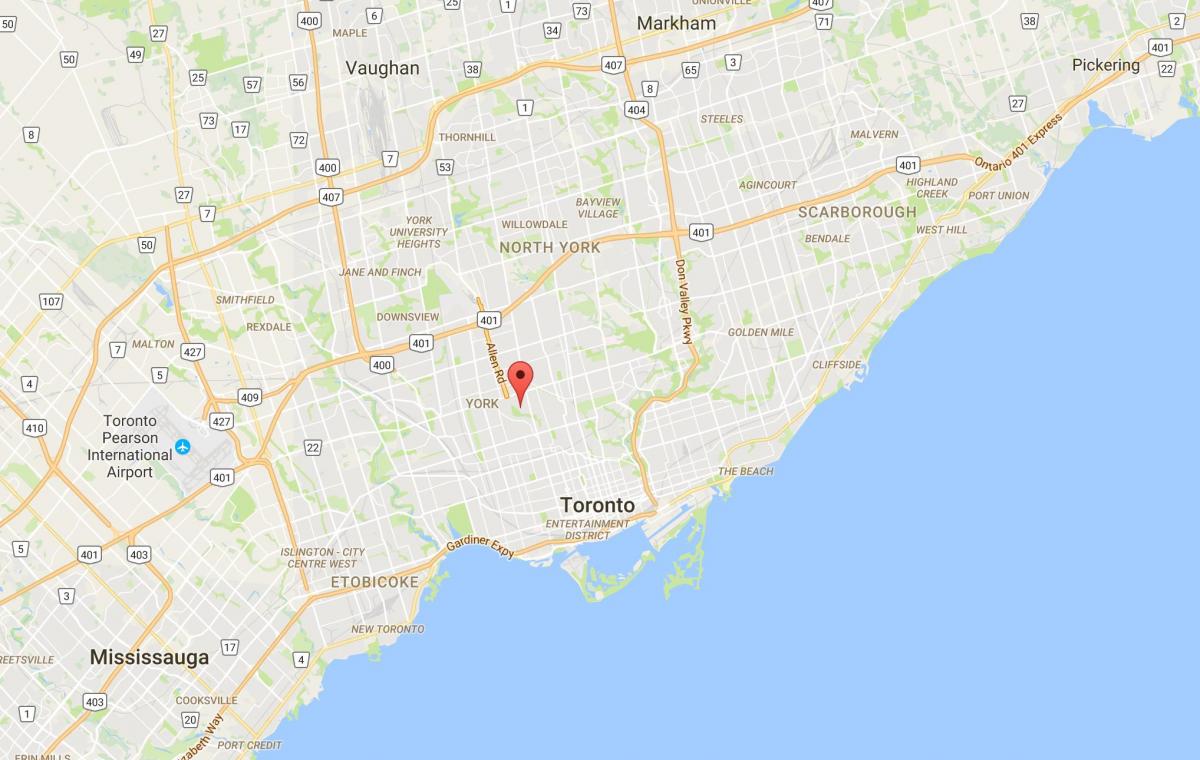 Mapa de Tichester distrito de Toronto