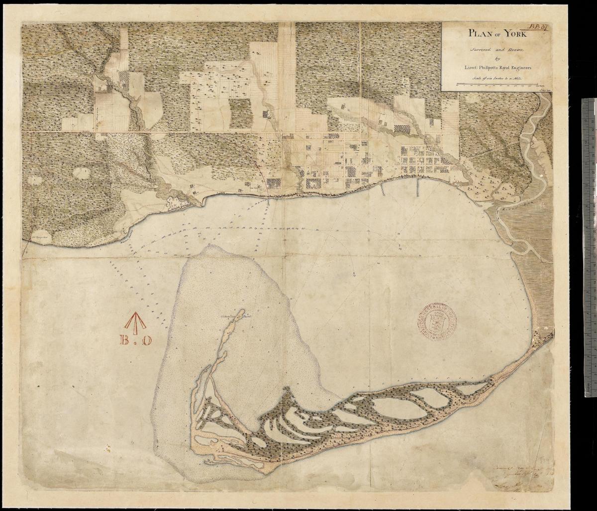 Mapa de la tierra de York de Toronto primera centure 1787-1884