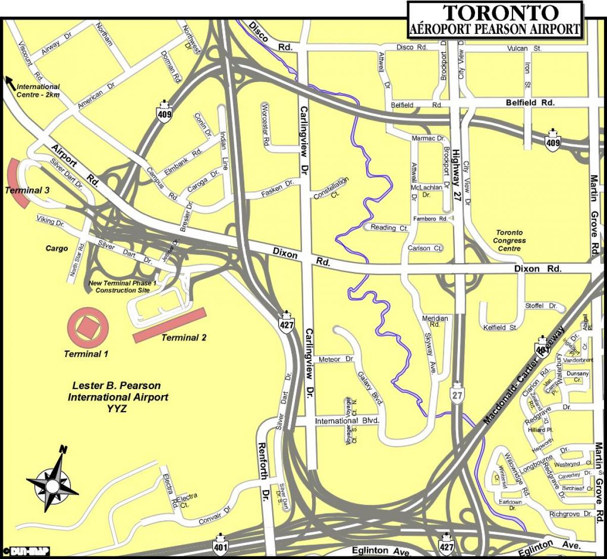 Mapa de los aeropuertos de Toronto