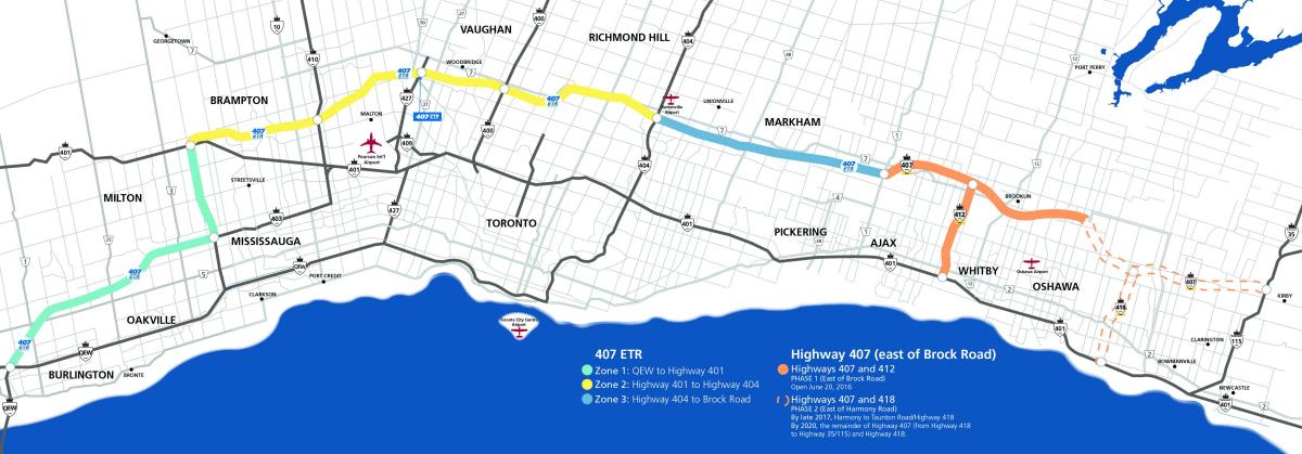 Mapa de Toronto de la autopista 407