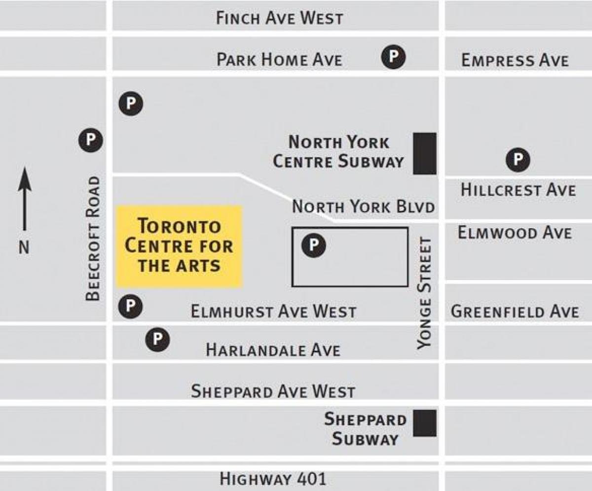 Mapa de Toronto centre for the arts