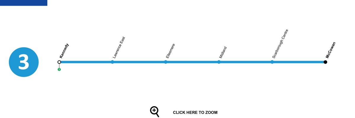 Mapa de Toronto línea 3 del metro de Scarborough RT