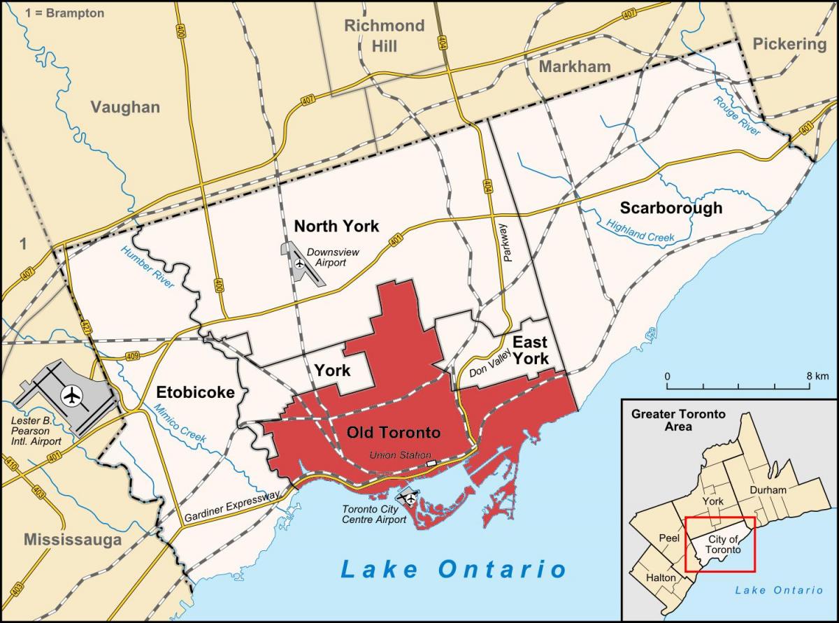 Mapa de la zona de Toronto