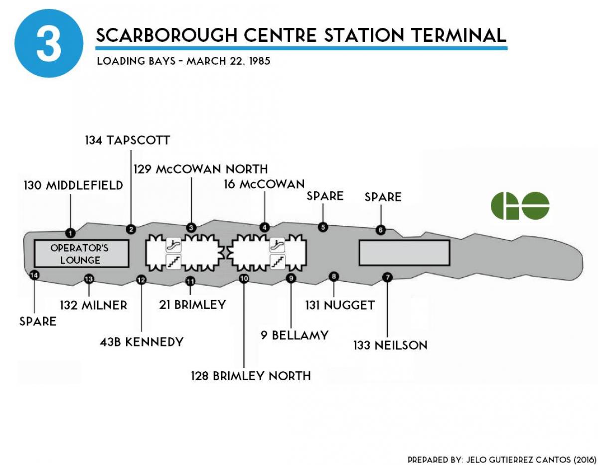 Mapa de Toronto Scarborough centro de la estación terminal