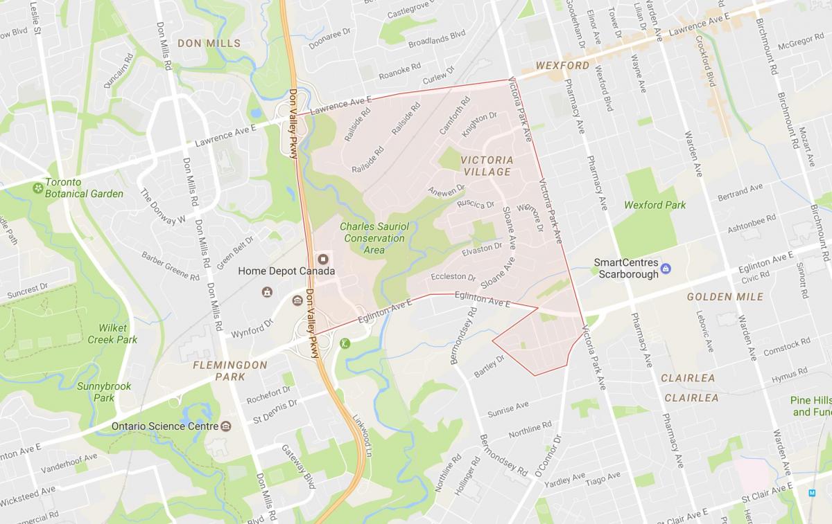 Mapa de la Victoria del Pueblo barrio de Toronto