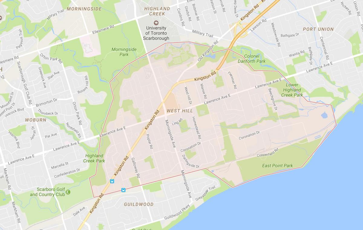 Mapa de West Hill barrio de Toronto