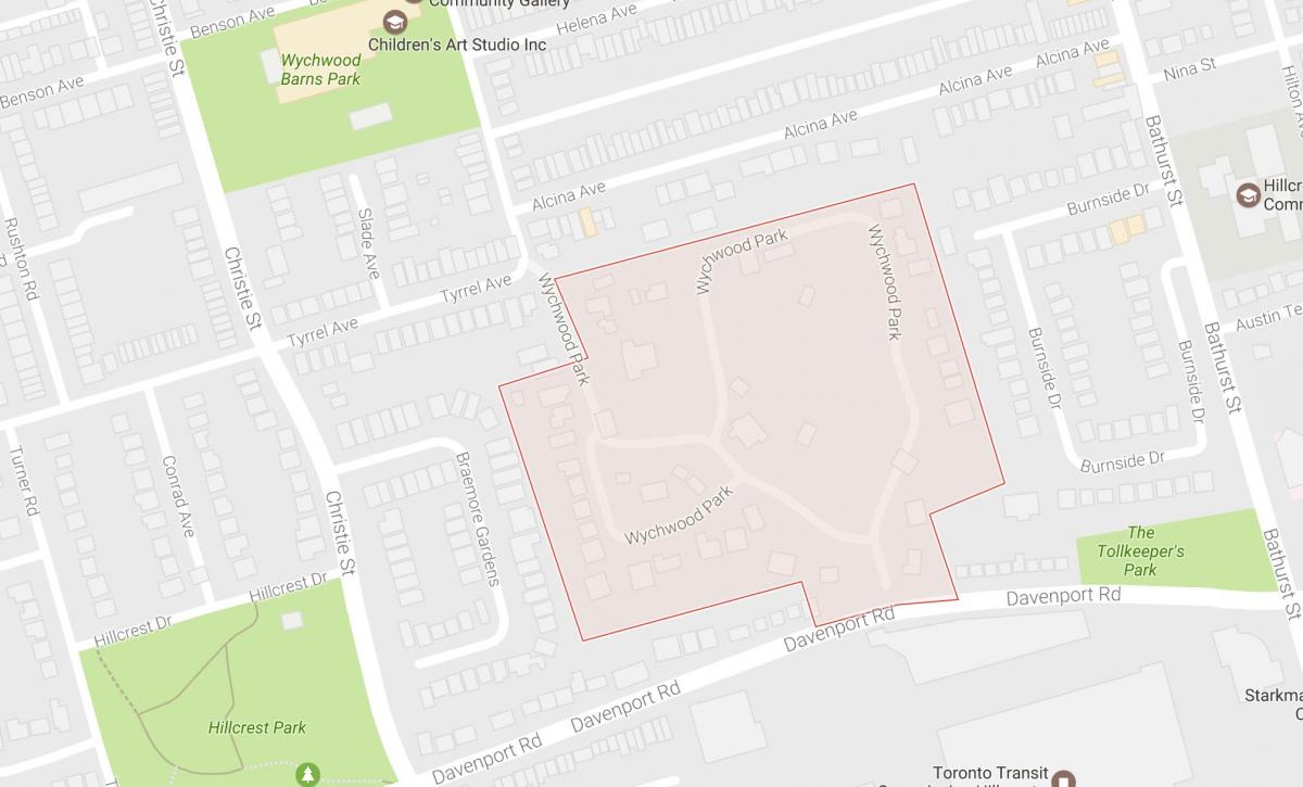 Mapa de Wychwood Park barrio de Toronto