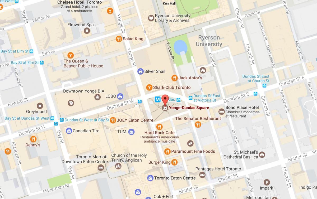 Mapa de Yonge-Dundas Square en Toronto