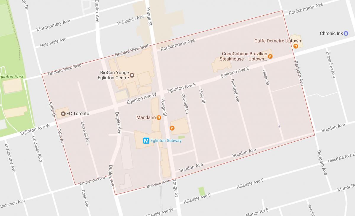 Mapa de Yonge y Eglinton barrio de Toronto