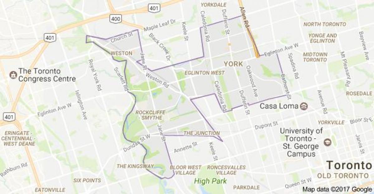 Mapa de York, Toronto, Canadá