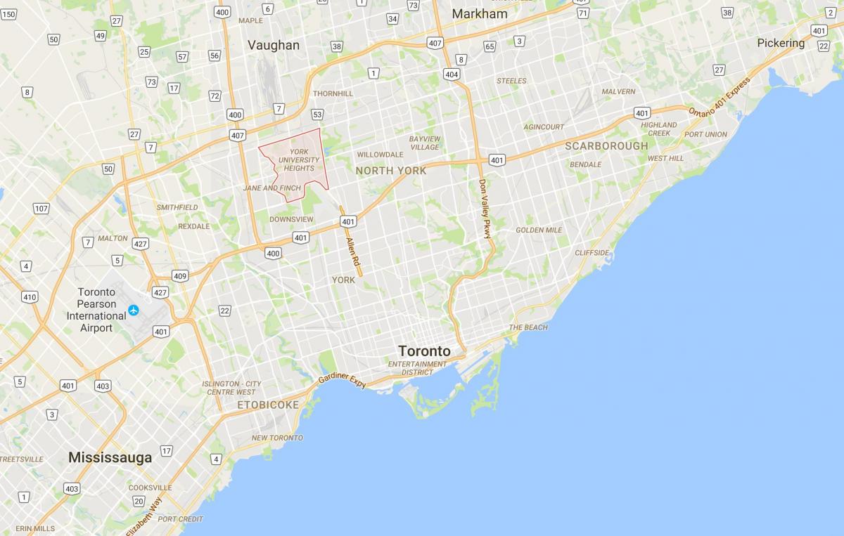 Mapa de la Universidad de York Alturas del distrito de Toronto