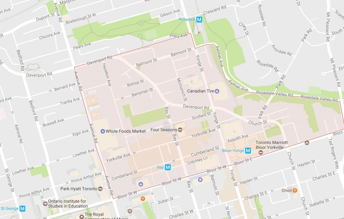 Mapa de barrio de Yorkville de Toronto
