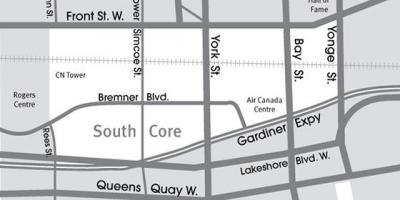 Mapa del Sur del Núcleo de Toronto