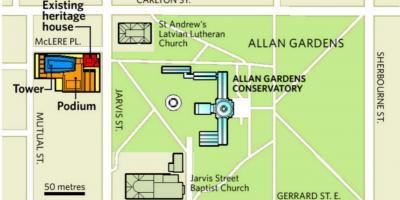 Mapa de Allan Gardens de Toronto