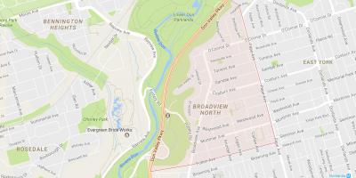 Mapa de Broadview Norte barrio de Toronto