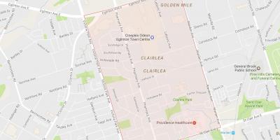 Mapa de Clairlea barrio de Toronto