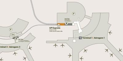 Mapa de aeropuerto Pearson de la estación de tren