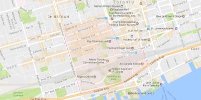 Mapa de El Distrito de espectáculos barrio de Toronto