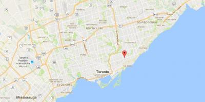 Mapa de Oriente Danforth distrito de Toronto