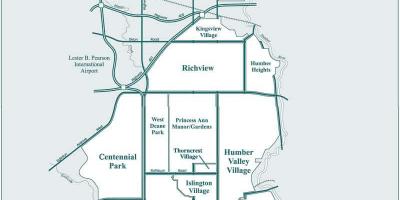 Mapa de Etobicoke barrio de Toronto
