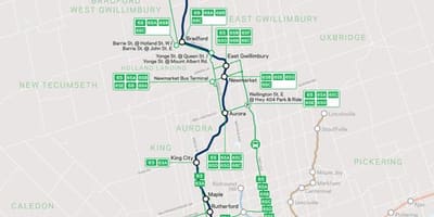 Mapa de la línea de Barrie Tránsito