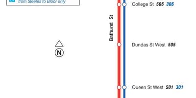 Mapa de la línea de tranvía 511 Bathurst