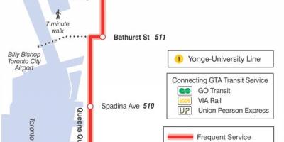 Mapa de la línea de tranvía 509 Harbourfront