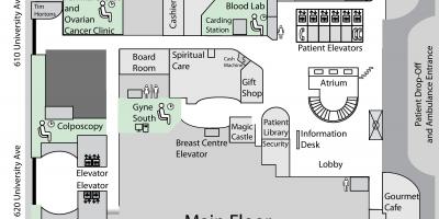Mapa de la Princesa Margaret Cancer Centre de Toronto, en el piso principal