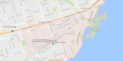 Mapa de Mimico barrio de Toronto