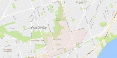 Mapa de oak ridge barrio de Toronto