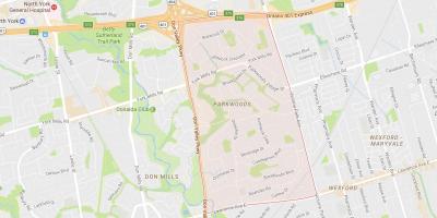 Mapa de Parkwoods barrio de Toronto