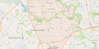 Mapa de Rexdale barrio de Toronto