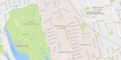 Mapa de Roncesvalles barrio de Toronto
