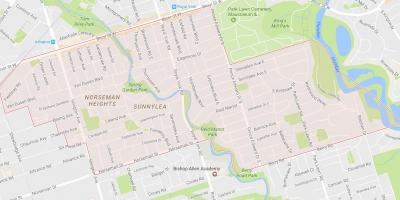 Mapa de Sunnylea barrio barrio de Toronto