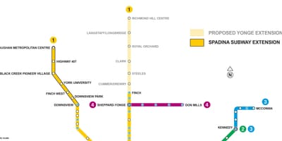 Mapa de la extensión del metro de Toronto