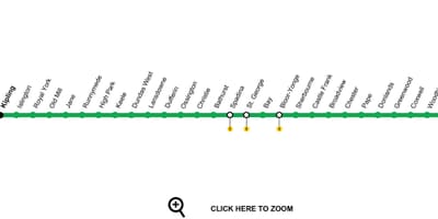 Mapa de Toronto línea 2 del metro de Bloor-Danforth