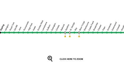 Mapa de Toronto línea 2 del metro de Bloor-Danforth