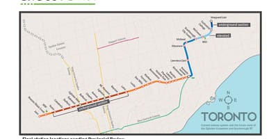 Mapa de Toronto metro de la línea 5 Eglinton
