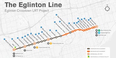 Mapa de Toronto metro Eglinton proyecto de la línea